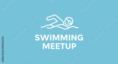Swimming Meetup Logo On A Light Blue Background For Aquatic Activities