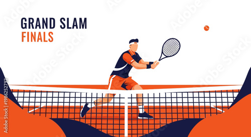 Tennis Championship Action Dynamic Athlete Playing Grand Slam Finals Championship