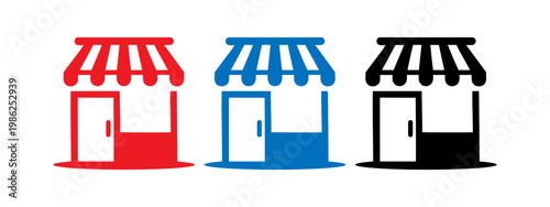 Vector icons of storefronts for retail business