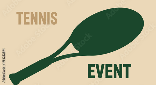 Tennis Event Graphic Design: Bold Typography and Minimalist Racket Illustration for Promotion