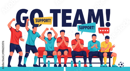 Team Spirit Illustration Depicting Fans Cheering, Supporting, and Celebrating the Sport