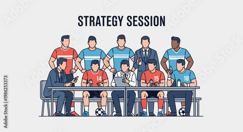 Team Strategy Session: Football Planning and Tactical Discussions with Coaches and Players