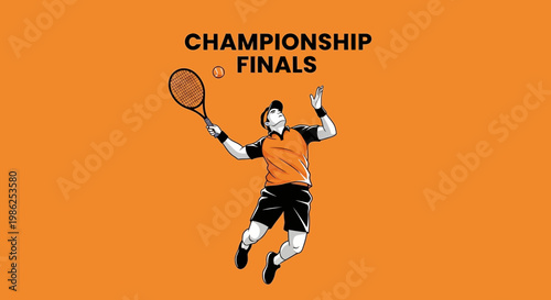 Tennis Player Serving During Championship Finals A Dynamic Illustration