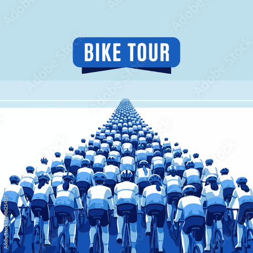 Thrilling Bicycle Race Peloton Cycling Expedition On Blue Sky Background