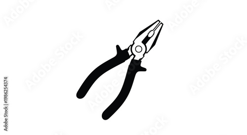Black and white illustration of a pair of combination pliers