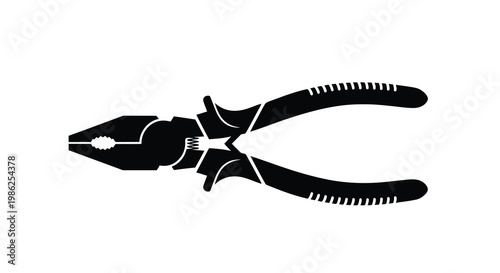 Simple black silhouette of combination pliers a common hand tool