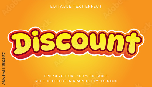 A vibrant discount sign with editable text effect on an orange background