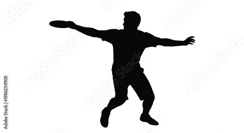 Silhouette of a man throwing a frisbee with outstretched arms