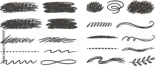 harcoal & Crayon Brush Stroke Set