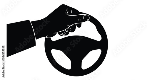A hand firmly grasping a steering wheel symbolizing control and driving