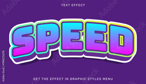 A vibrant graphic design featuring the word SPEED in a colorful, stylized font on a purple background.