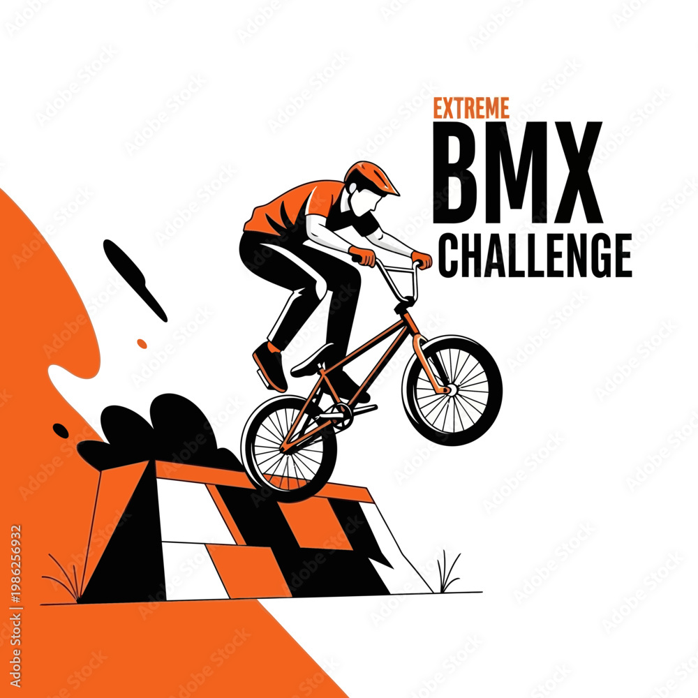 Obraz premium Thrilling BMX Action: Captivating Illustration of Extreme Cycling Challenge and High-Energy Sport