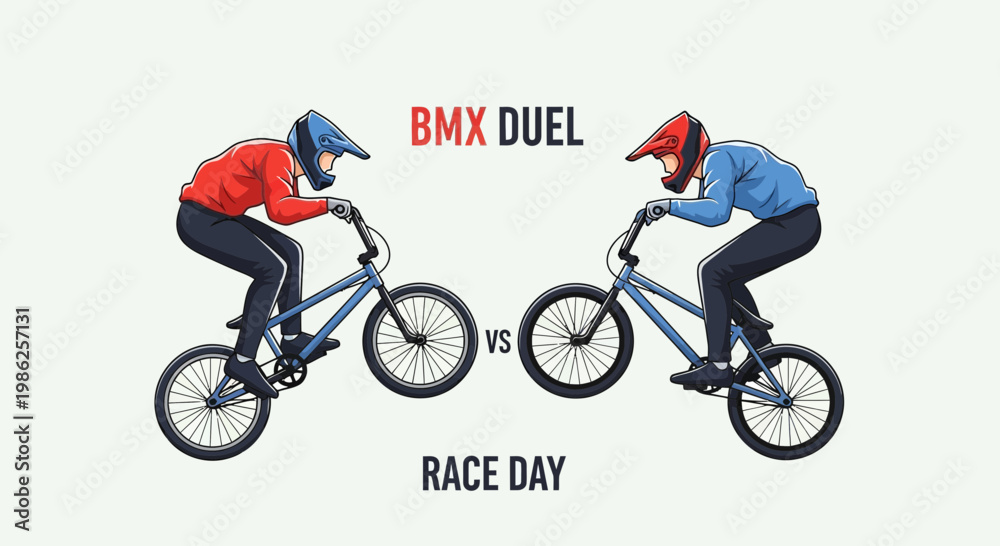 Fototapeta premium Thrilling BMX Duel Competition Captures the Excitement of Race Day