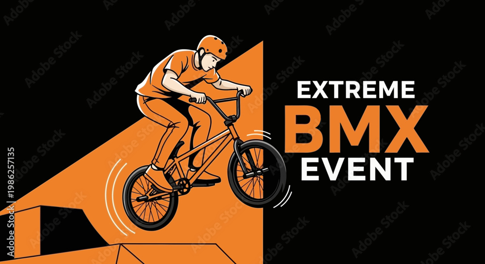 Fototapeta premium Thrilling BMX Event Depicts Extreme Sport Action and Breathtaking Stunt Performance