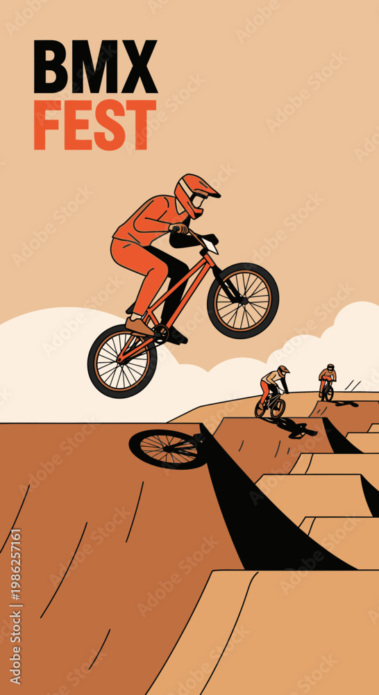 Fototapeta premium Thrilling BMX Festival Showcasing Daring Stunts And Intense Action On Vibrant Terrain