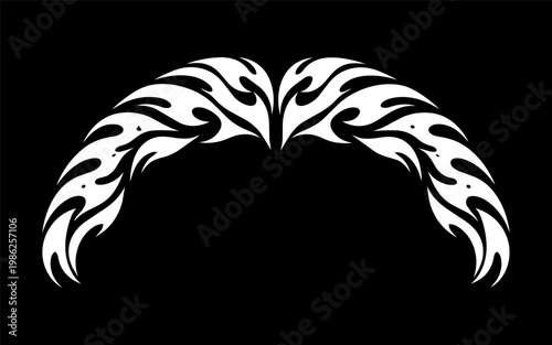 Black and White Tribal Flame Arch Decoration Graphic Element