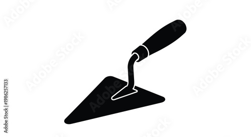 Simple black silhouette of a pointing trowel on a white background