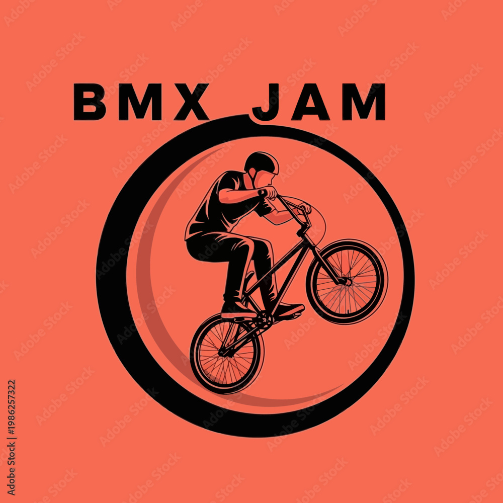 Fototapeta premium Thrilling BMX Jam: Dynamic Silhouette of a Rider Performing an Airborne Stunt in a Circle