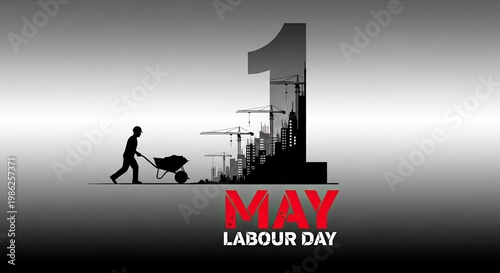 May day labour day celebration a silhouette of labor and progress