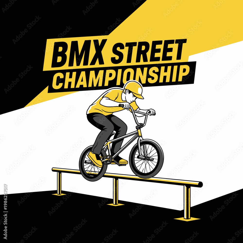 Fototapeta premium Thrilling BMX Street Championship Illustration: Dynamic Action and Competitive Spirit Depicted