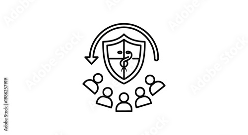 Healthcare Community Protection Shield Medical Symbol People Group Circle