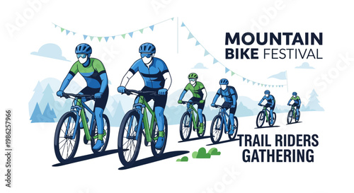 Thrilling Mountain Bike Festival Depicting Trail Riders Engaged in a Race of Endurance