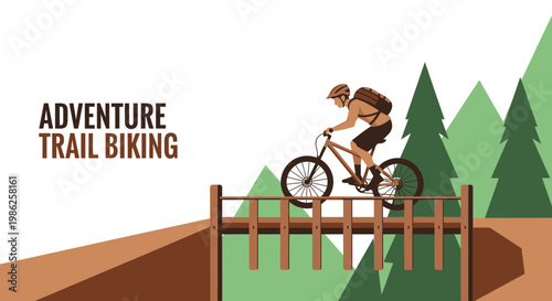 Thrilling Mountain Biking Adventure: A Cyclist Conquers the Trail with Skill and Determination