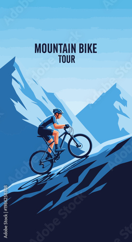 Thrilling Mountain Biking Adventure: Scenic Tour Through Majestic Alpine Peaks Under Clear Skies