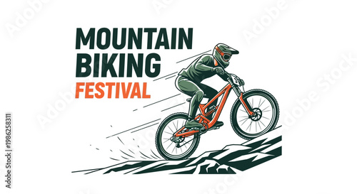 Thrilling Mountain Biking Festival Action Sports Event Illustration