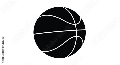 A simple black and white illustration of a basketball on a white background