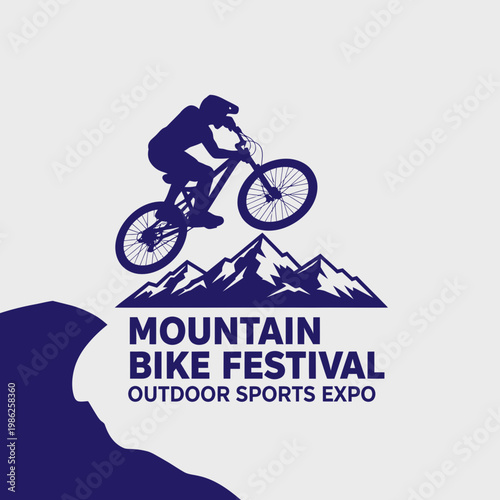 Thrilling Mountain Biking Festival Logo Showcasing Outdoor Sports and Adventure Events