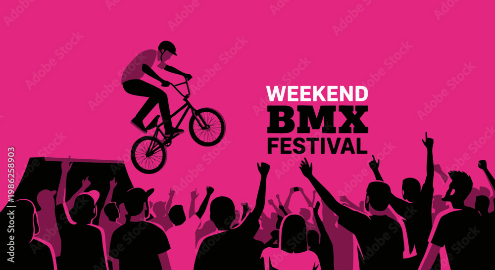 Fototapeta premium Thrilling Weekend BMX Festival Spectacle With Energetic Crowd Celebration