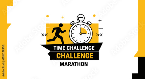 Time Management Marathon Graphic Illustrates Challenge and Success with Stopwatch