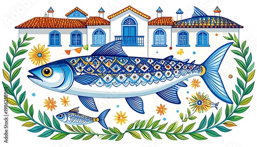 Decorated fish at village
