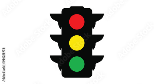 A traffic light displaying a red yellow and green signal