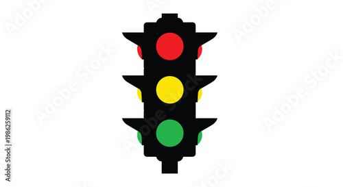 A traffic light displaying a red yellow and green signal