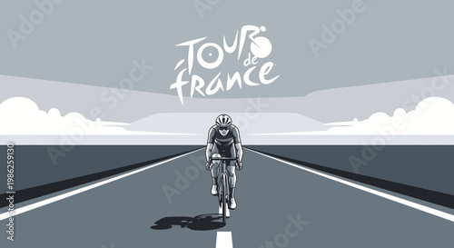 Tour De France Cyclist On Open Road With Iconic Logo