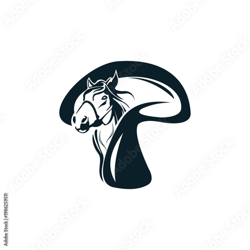 Stylized Horse Head Silhouette with Flowing Mane.