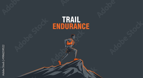 Trail Runner Ascending Mountain, Demonstrating Endurance and Determination In Adventure