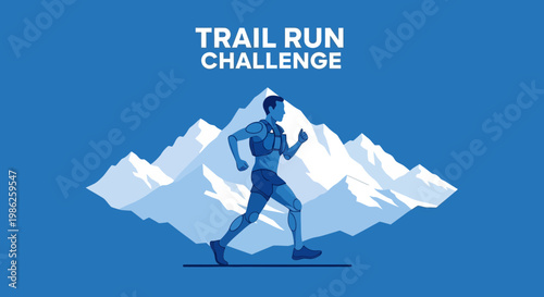 Trail Runner Embarks on Mountain Adventure Amidst Scenic Alpine Landscape, Challenging Themselves