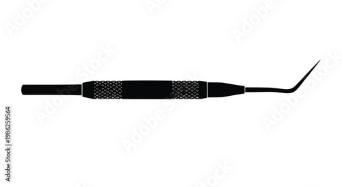 Black and white illustration of a dental probe or explorer tool