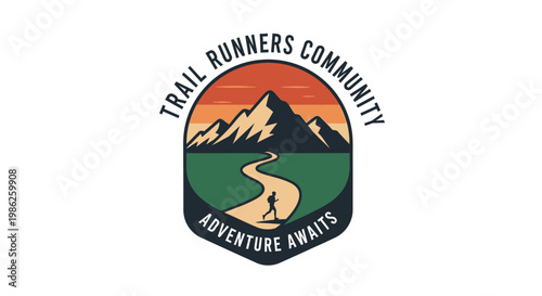 Trail Running Community Logo Depicting Adventure and Outdoor Exploration in Nature