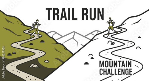 Trail Running Mountain Challenge Depicting Endurance And Adventure Concepts