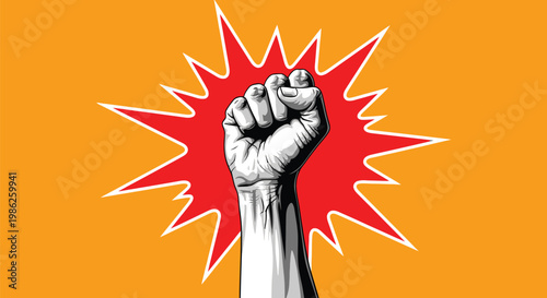 Raised fist of power a symbol of resistance and determination