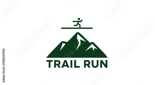 Trail Running Emblem Showcasing Mountainscape and Runner Silhouette for Endurance Events