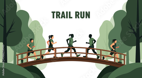 Trail Running On A Wooden Bridge in A Forest Environment for Healthy Lifestyle