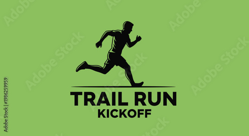 Trail Running Silhouette: A Dynamic Logo Depicting the Thrill of Outdoor Fitness