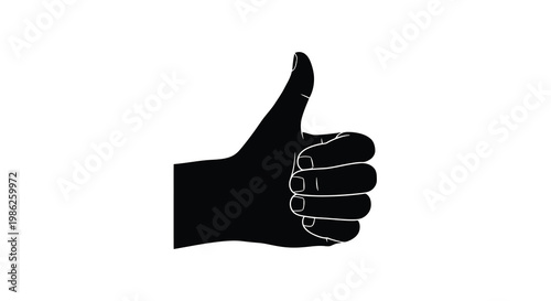 A simple black silhouette of a hand giving a thumbs up gesture