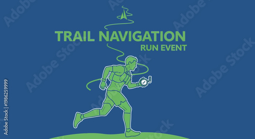 Trail Running Event Depicting Navigation and Outdoor Adventure Sport Concept