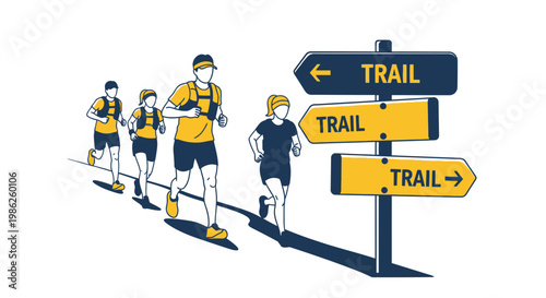 Trailblazers Navigating Directional Signage While Enjoying An Outdoor Running Activity